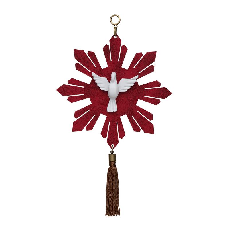 Adorno De Porta Mdf Espirito Santo Raios Vermelho - Hesed