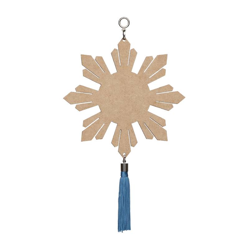 Adorno De Porta Mdf Espirito Santo Raios Flor Azul - Hesed