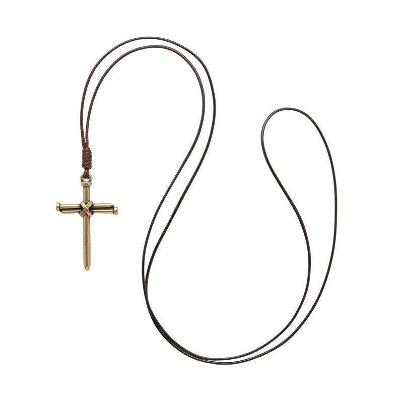 Colar Cruz Prego Grande Ouro Velho - Hesed