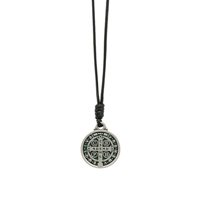Colar Medalha Sao Bento Peq Prata C/Folheto - Hesed