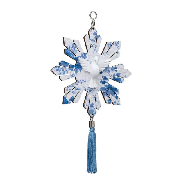 Adorno De Porta Mdf Espirito Santo Raios Flor Azul - Hesed