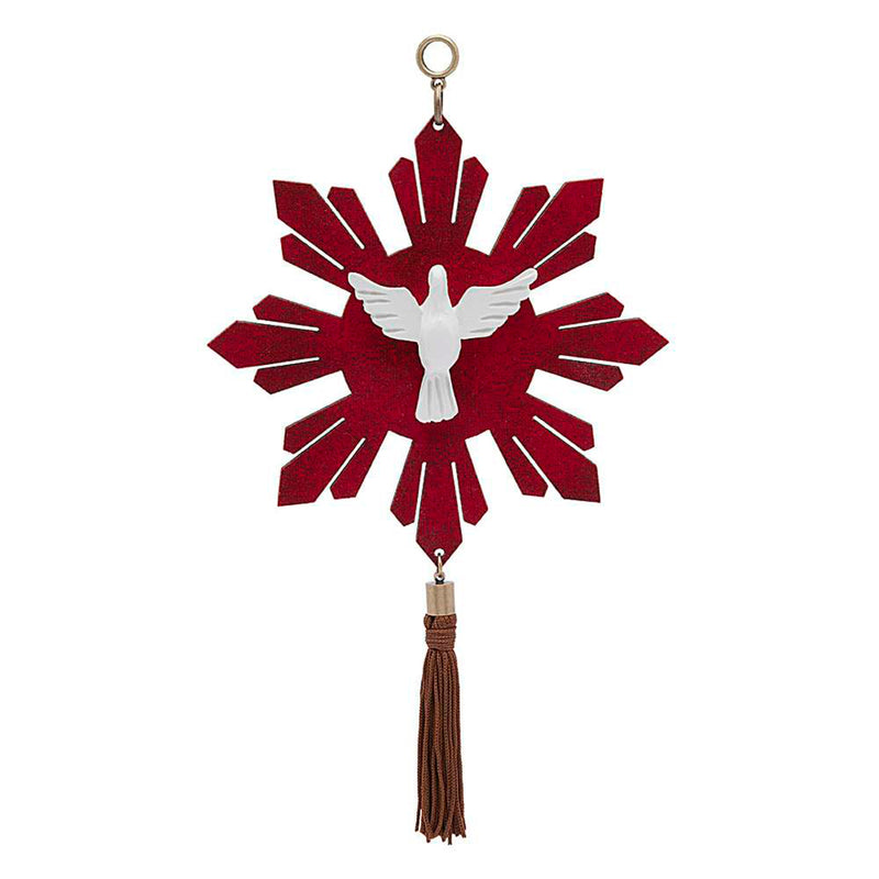 Adorno De Porta Mdf Espirito Santo Raios Vermelho - Hesed